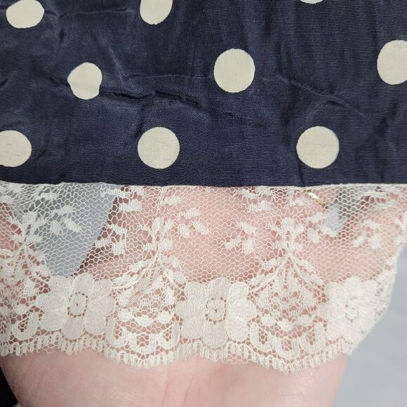 VINTAGE 70s dress black polka dot lace babydoll midi 10 - Picture 4 of 13